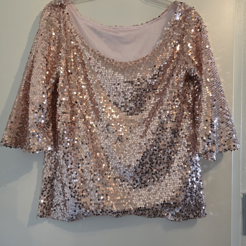VENUS Sparkling Sequin Blouse - Rose Gold